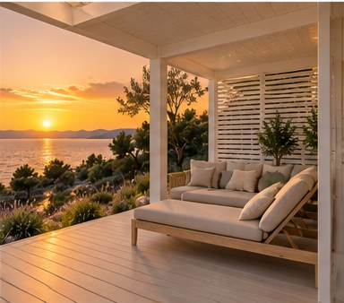 Sonnenuntergang und Natur am Meer