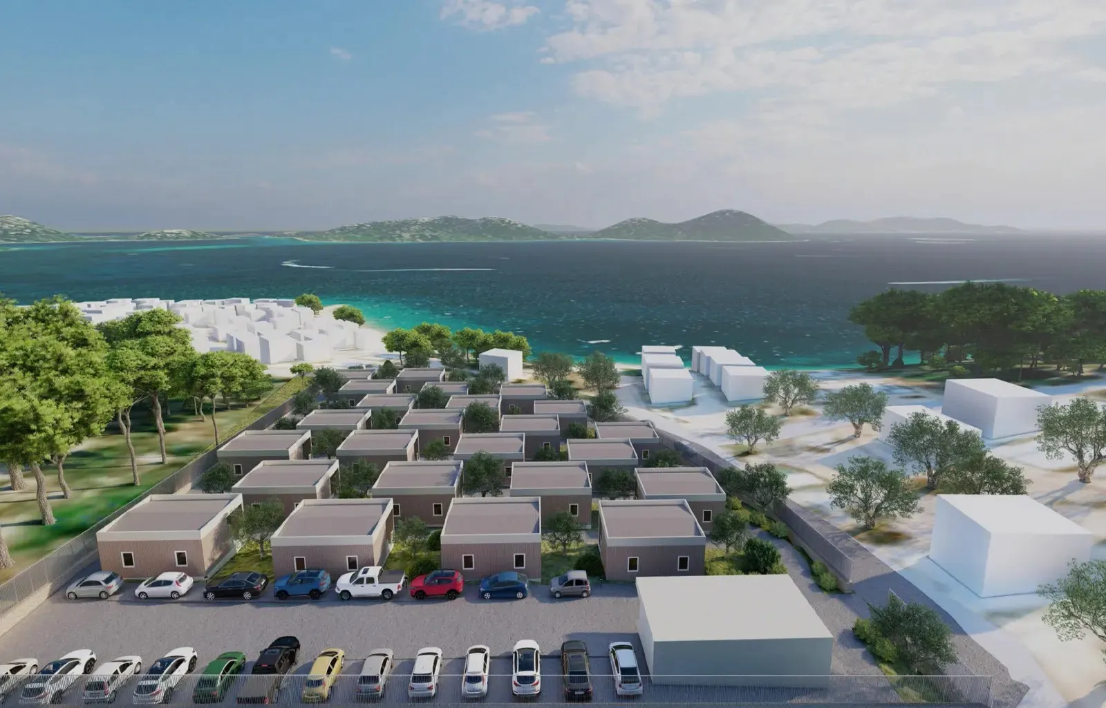 Visualisierung Camp Kurela mit Mobilhomes und Meerblick
